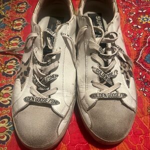 Golden Goose White and Gold Sneakers